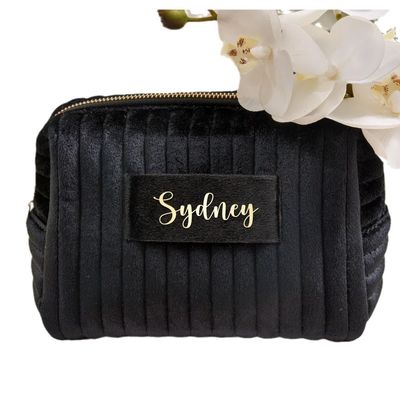 Bolsa de roupa de banheiro de veludo com fecho de fecho de fecho para necessidades de viagem confortáveis e elegantes