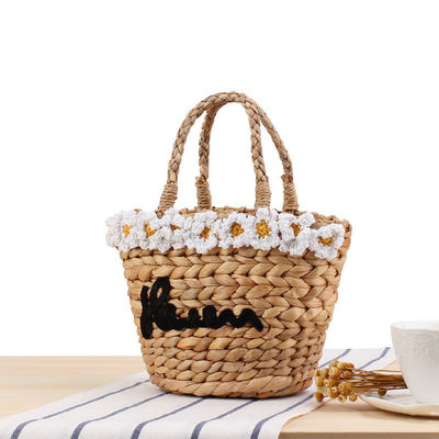 Férias de Verão Bolsas de Tote de Palha de Praia com Logotipo Personalizado Aceito e Padrão de Cartoon