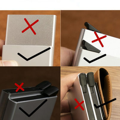 Cor Personalizada Pop Up PU Couro Metal Carteira Bloqueio Automático Alumínio Cartão de Crédito Custom