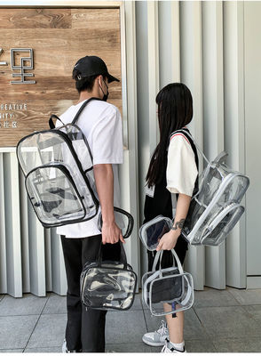 Mochila de moda transparente PVC impermeável Unisex Bolsas escolares 3PCS