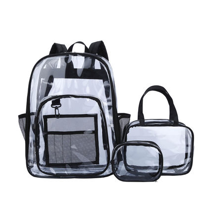 Saco de mochila escolar transparente de vários bolsos com logotipo personalizado e função à prova d'água
