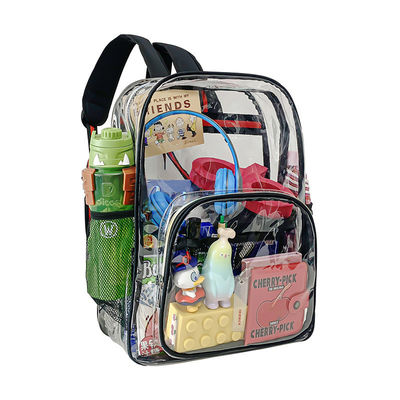 Saco de mochila escolar transparente de vários bolsos com logotipo personalizado e função à prova d'água