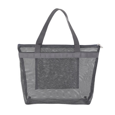 Tote Mesh Maquiagem Viagem Armazenamento Saco de lavagem de grande capacidade Saco de praia portátil multi-bolso Saco de natação