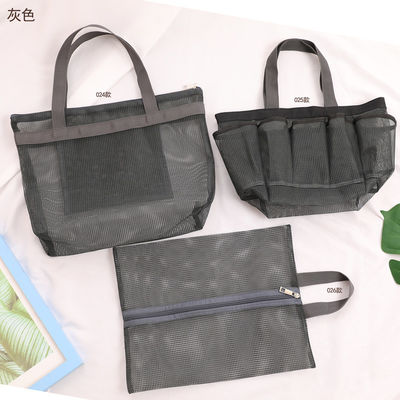 Tote Mesh Maquiagem Viagem Armazenamento Saco de lavagem de grande capacidade Saco de praia portátil multi-bolso Saco de natação