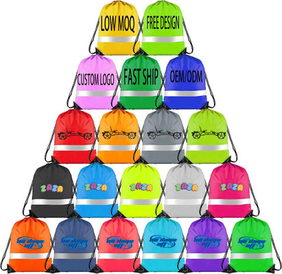 Fechamento de cordas Logotipo personalizado 210D Mochila de poliéster de cordas para viagens