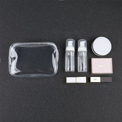 Saco de plástico com fecho de fechadura de higiene cosmética de tamanho personalizado Logotipo Saco de maquiagem clara para mulheres Estilo de moda