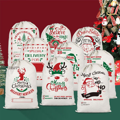 Cor personalizada e logotipo personalizado aceito Bolsas portáteis de lona portáteis de Natal reutilizáveis