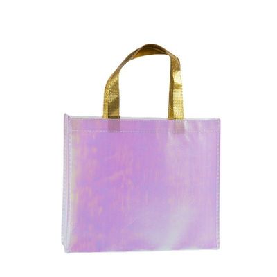 Logotipo personalizado impresso Não tecido Metal Brilhante Laminado Bolsa de presente Tote para a vida diária