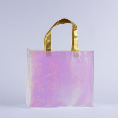 Logotipo personalizado impresso Não tecido Metal Brilhante Laminado Bolsa de presente Tote para a vida diária
