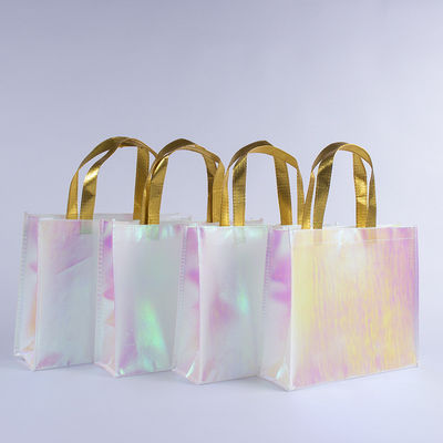 Logotipo personalizado impresso Não tecido Metal Brilhante Laminado Bolsa de presente Tote para a vida diária