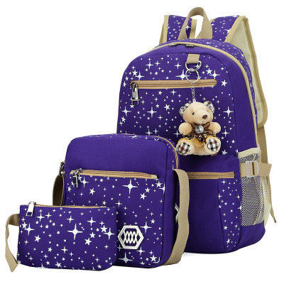 Saco escolar de mochila para crianças conjunto de 3 para viagens de lazer com design resistente à água