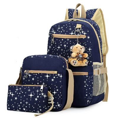 Saco escolar de mochila para crianças conjunto de 3 para viagens de lazer com design resistente à água
