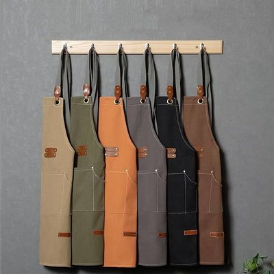 OEM/ODM Apron utilitário de lona encerada aceitável para jardinagem em restaurantes e cafés