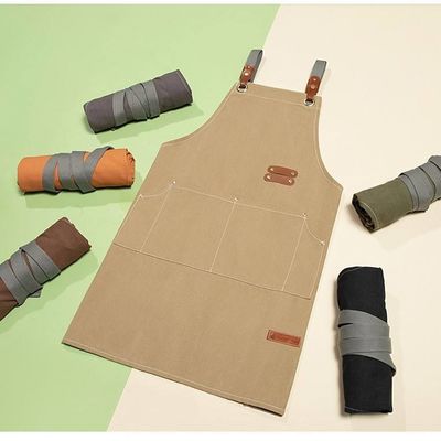OEM/ODM Apron utilitário de lona encerada aceitável para jardinagem em restaurantes e cafés