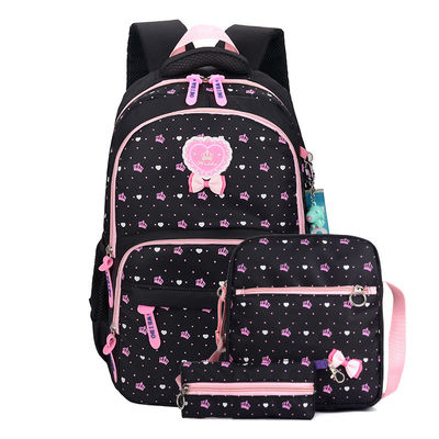 3pcs conjunto de estudantes primários mochila de escola de meninas bolsa com padrão de desenho animado de nylon