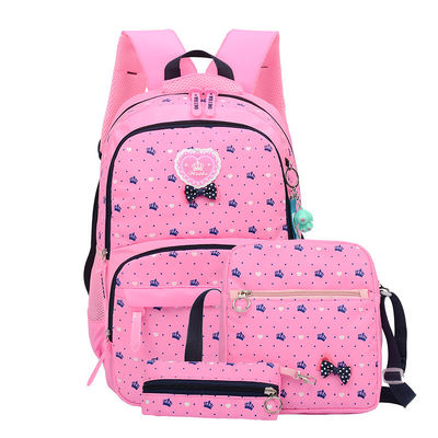 3pcs conjunto de estudantes primários mochila de escola de meninas bolsa com padrão de desenho animado de nylon