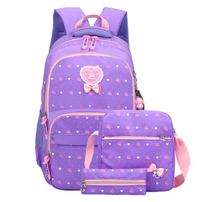 3pcs conjunto de estudantes primários mochila de escola de meninas bolsa com padrão de desenho animado de nylon
