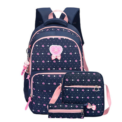 3pcs conjunto de estudantes primários mochila de escola de meninas bolsa com padrão de desenho animado de nylon
