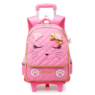 Logotipo personalizado Moda Crianças Crianças Cartoon Wheel Trolley Saco escolar para pré-escola