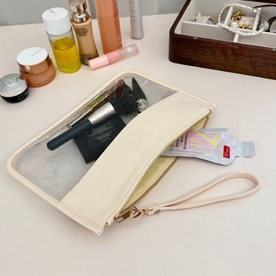 Bolsa de maquiagem clara de cor personalizada para organizar cosméticos e itens pessoais a granel