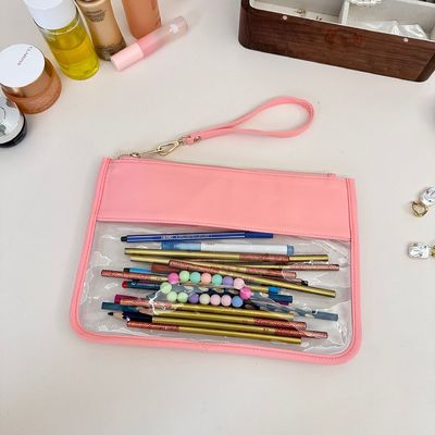 Bolsa de maquiagem clara de cor personalizada para organizar cosméticos e itens pessoais a granel