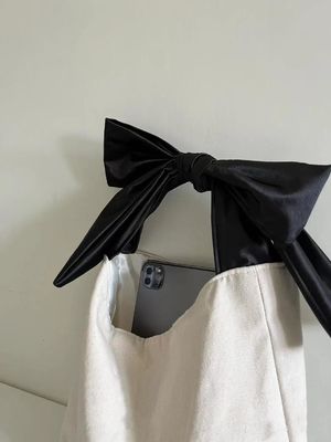 Poliéster revestimento Eco-friendly reciclado Black Handle Custom Logo Impresso Saco de compras