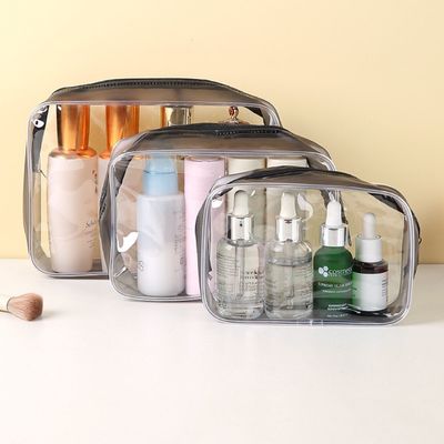 Material PVC Cosméticos Conveniência Caixa organizadora de maquiagem clara para viagens femininas
