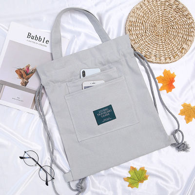 Saco de mão personalizado com logotipo de lona mochila com fecho de cinto e dupla...