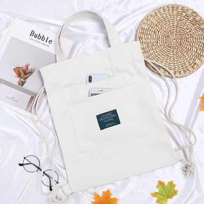 Saco de mão personalizado com logotipo de lona mochila com fecho de cinto e dupla...
