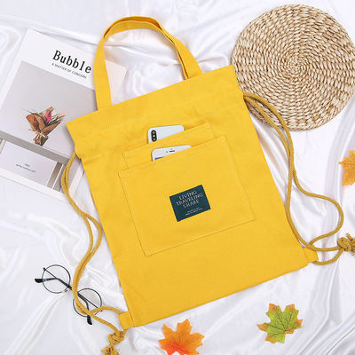 Saco de mão personalizado com logotipo de lona mochila com fecho de cinto e dupla...