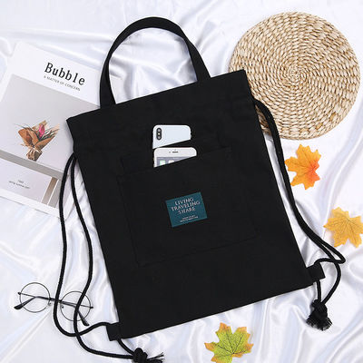Saco de mão personalizado com logotipo de lona mochila com fecho de cinto e dupla...