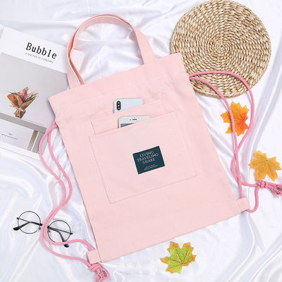 Saco de mão personalizado com logotipo de lona mochila com fecho de cinto e dupla...