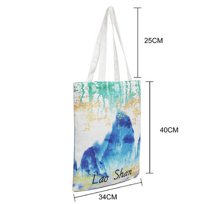 Logotipo personalizado aceito Saco Tote de algodão reciclável tela de algodão grande tamanho com bolso de fecho