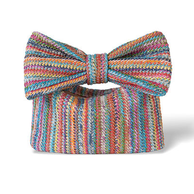Saco de compras personalizado Mulheres Arco Palha Tecido Praia Raffia embreagem Bolsa Casual Tote