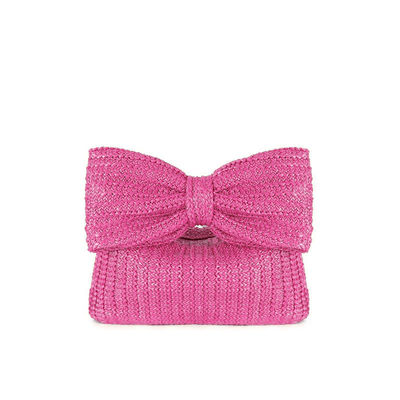 Saco de compras personalizado Mulheres Arco Palha Tecido Praia Raffia embreagem Bolsa Casual Tote