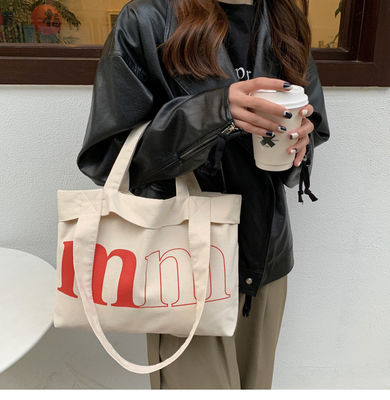 Logotipo personalizado Carta Casual Simples Saco de lona para Primavera Verão Green Shoulder Bag