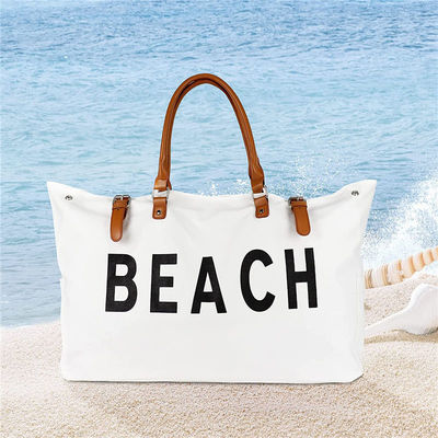 Bolsa de Tote de lona personalizada 2023 Design Bolsa de praia grande para mulheres à prova de água e areia