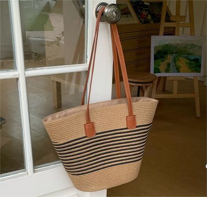 O mais recente da moda no México Francês Cestas de Palha de Tecido Bolsas de Praia 2024 Tote Bag para Mulheres