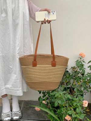 O mais recente da moda no México Francês Cestas de Palha de Tecido Bolsas de Praia 2024 Tote Bag para Mulheres