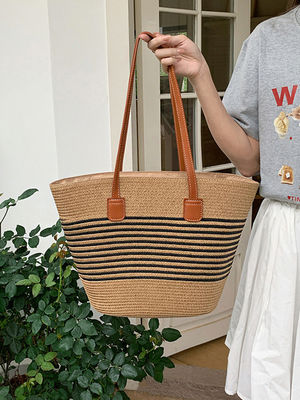 O mais recente da moda no México Francês Cestas de Palha de Tecido Bolsas de Praia 2024 Tote Bag para Mulheres