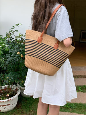 O mais recente da moda no México Francês Cestas de Palha de Tecido Bolsas de Praia 2024 Tote Bag para Mulheres