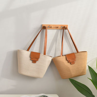 Aceitável OEM/ODM Cor Personalizada Bolsa de Praia de Palha Feminina para Viagens de Verão