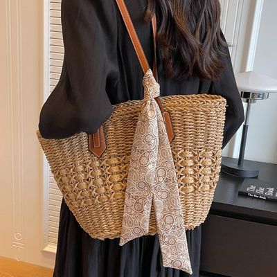 Saco de areia de palha de moda feminina personalizado com material de palha