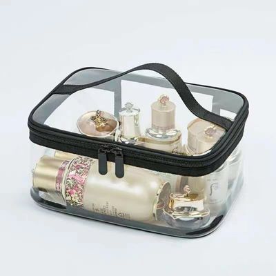 Saco transparente de tamanho médio para artigos de higiene e beleza de viagem