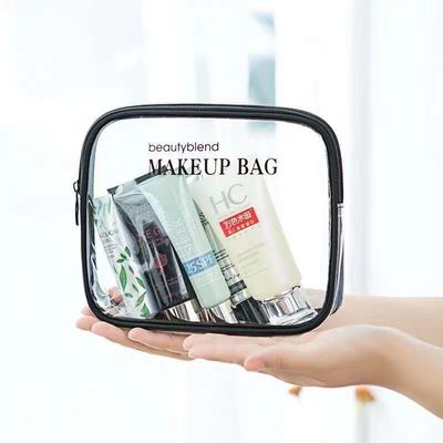 Saco transparente de tamanho médio para artigos de higiene e beleza de viagem