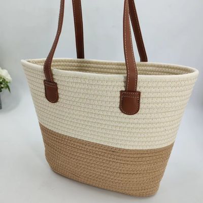 Saco de palha de tecido natural feito à mão A combinação perfeita de estilo e função
