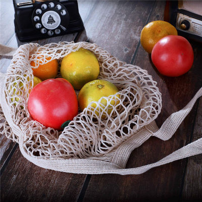 Saco de algodão de malha reutilizável para frutas e vegetais