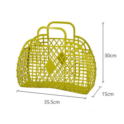 2023 Verão Portátil de Férias de Plástico Pvc Moda Praia Retro Jelly Basket Saco para Mulher