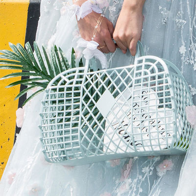 2023 Verão Portátil de Férias de Plástico Pvc Moda Praia Retro Jelly Basket Saco para Mulher