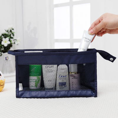 Saco cosmético de malha de viagem organizador de armazenamento portátil Saco de higiene Saco de maquiagem em branco